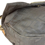Fendi Black Zucca Canvas Monogram Mia Flap Shoulder Bag