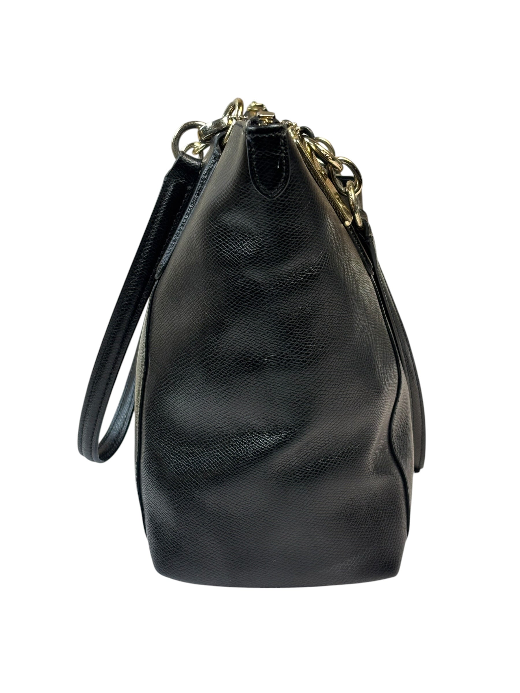Coach Black Pebbled Leather Ava Zip Tote