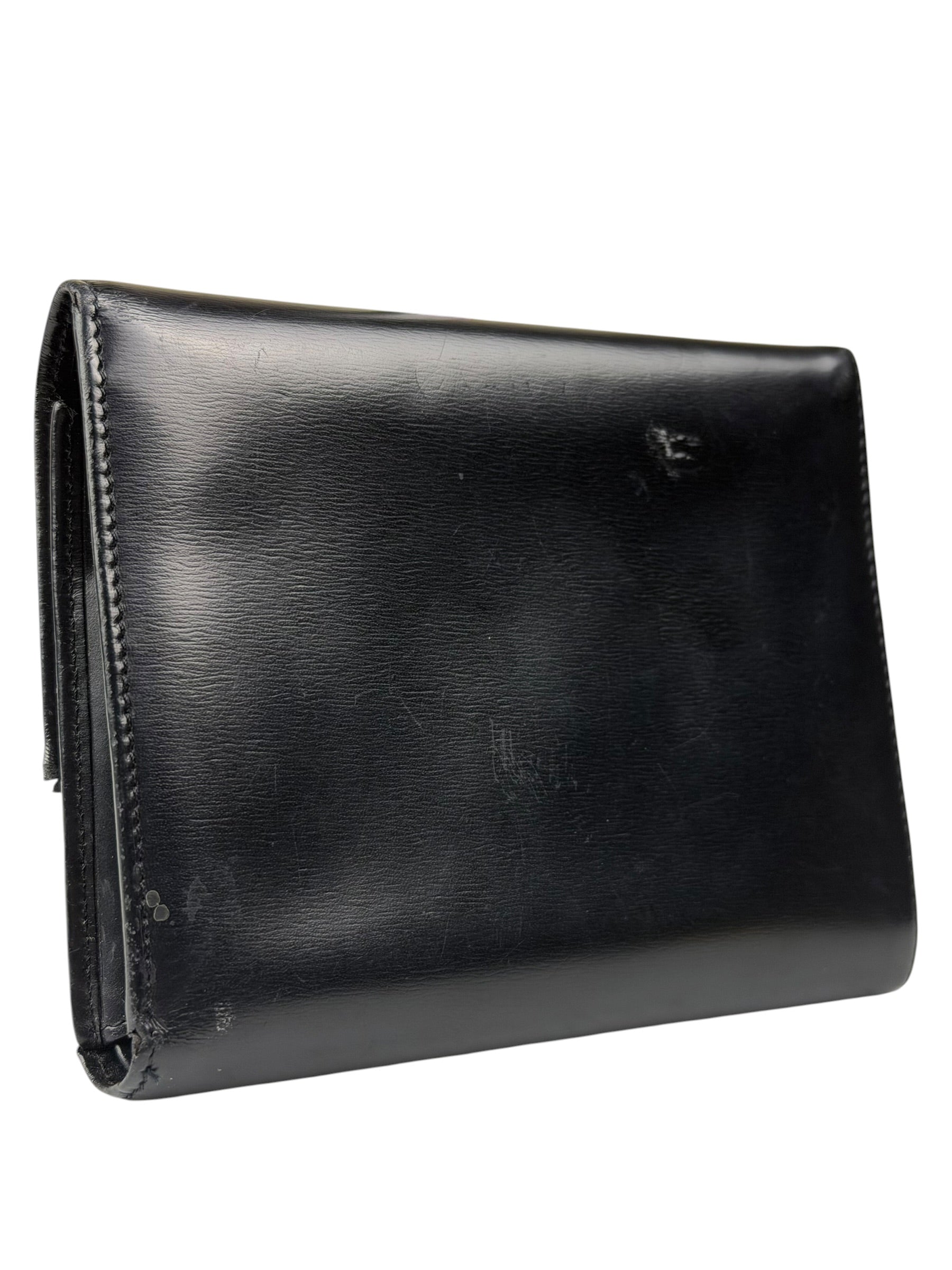Cartier Black Leather Panther C Tri-Fold Wallet