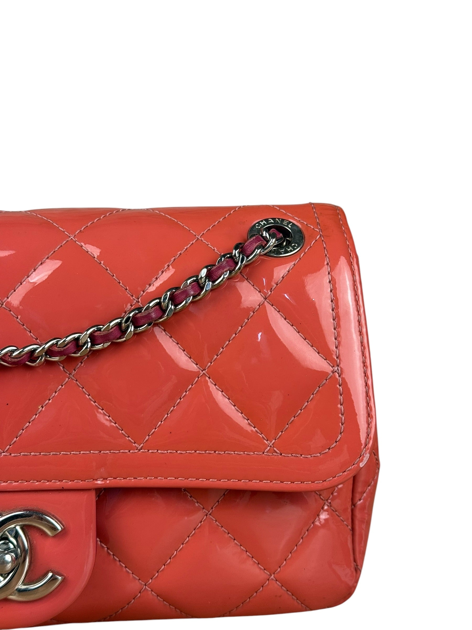 Chanel Pink Patent Quilted Small Coco Shine Flap Bag 2014
