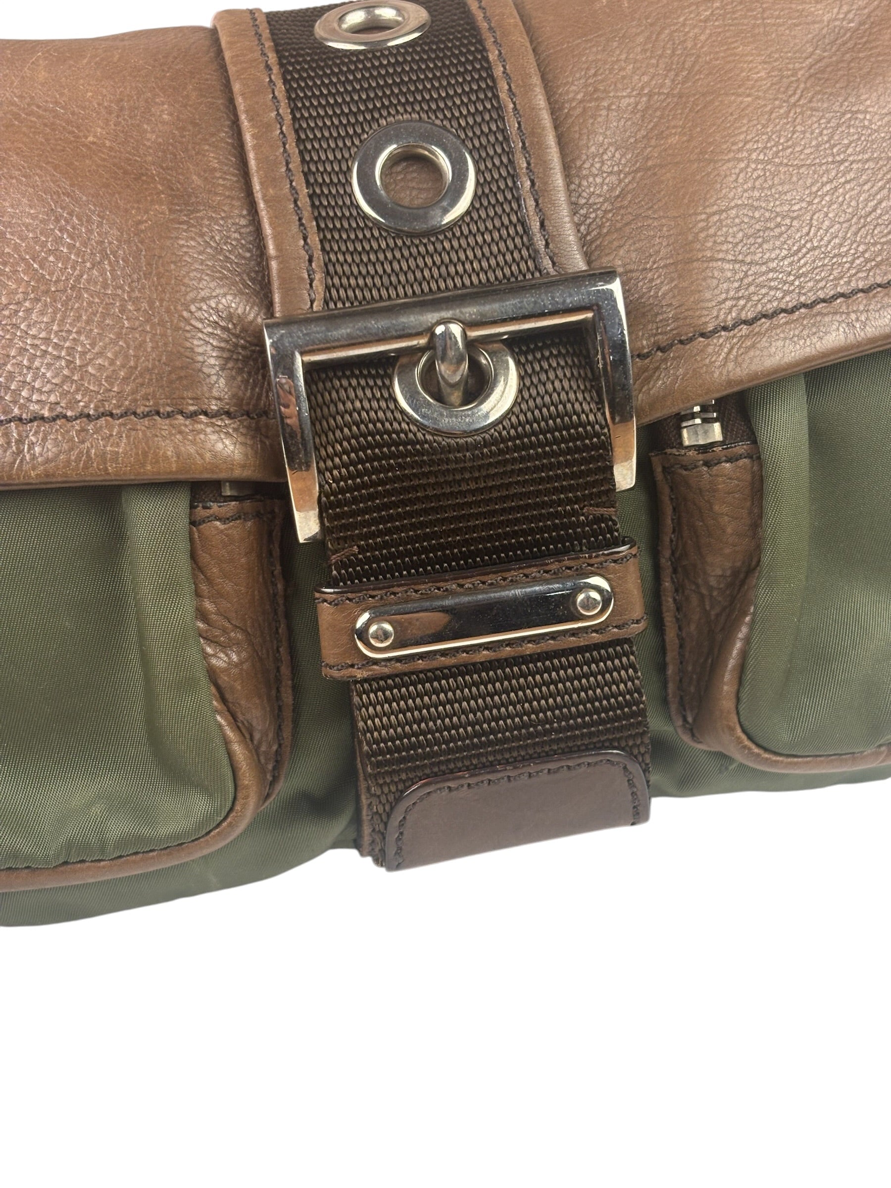 Prada Vintage Green Nylon/Leather Crossbody Bag