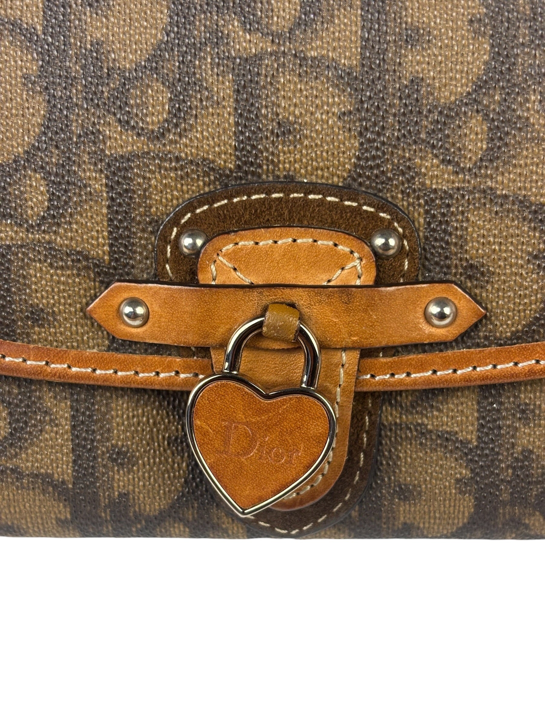 Christian Dior Brown Trotter Romantique Heart Long Wallet On Chain