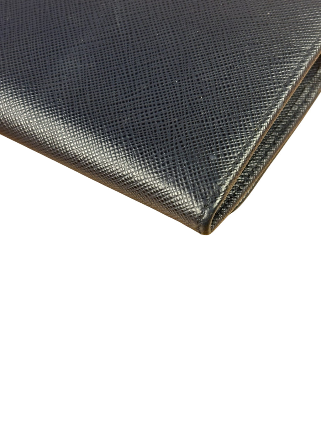 Prada Navy Saffiano Leather Flap Wallet On Chain