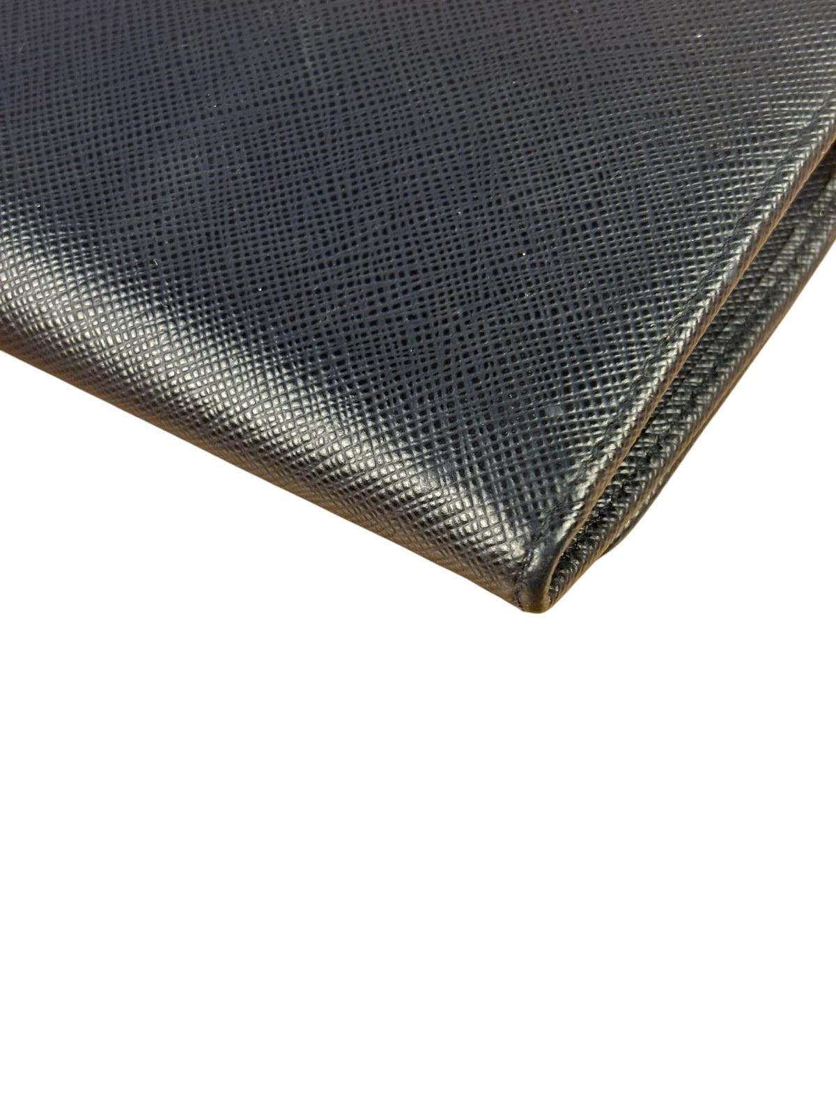 Prada Navy Saffiano Leather Flap Wallet On Chain