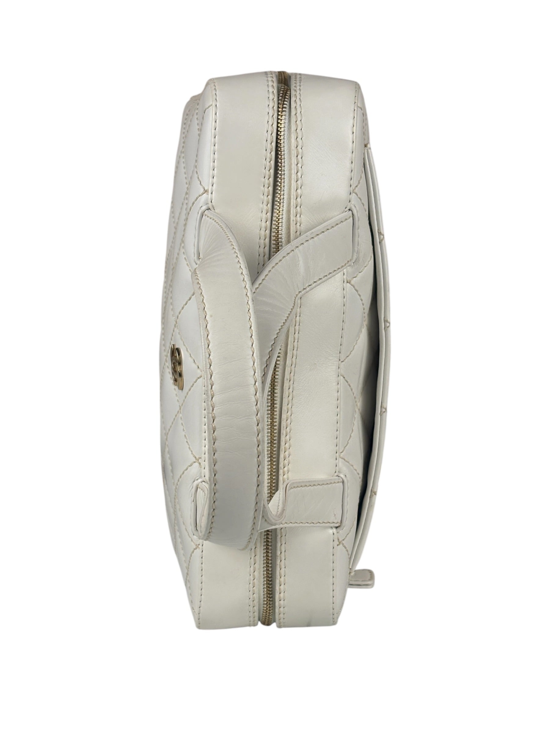Chanel White CC Lambskin Wild Stitch Handbag 2003
