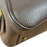 Burberry Vintage Brown Pebbled Leather Double Pocket Satchel Handbag