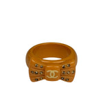 Chanel Vintage Pink Beige Coco Mark Ribbon Ring 02P Early 2000's
