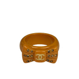 Chanel Vintage Pink Beige Coco Mark Ribbon Ring 02P Early 2000's