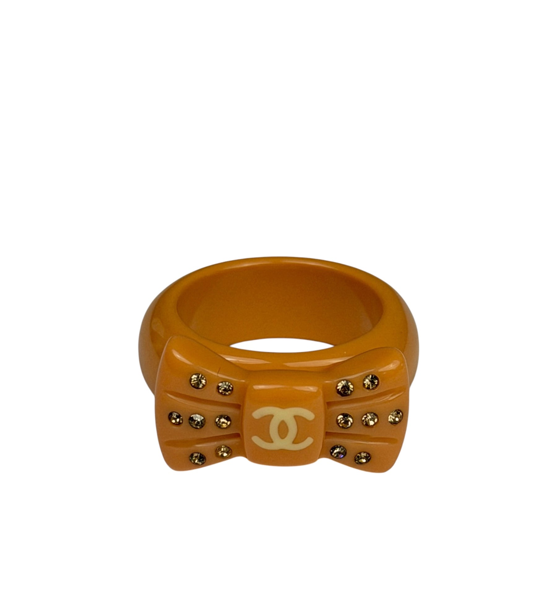 Chanel Vintage Pink Beige Coco Mark Ribbon Ring 02P Early 2000's