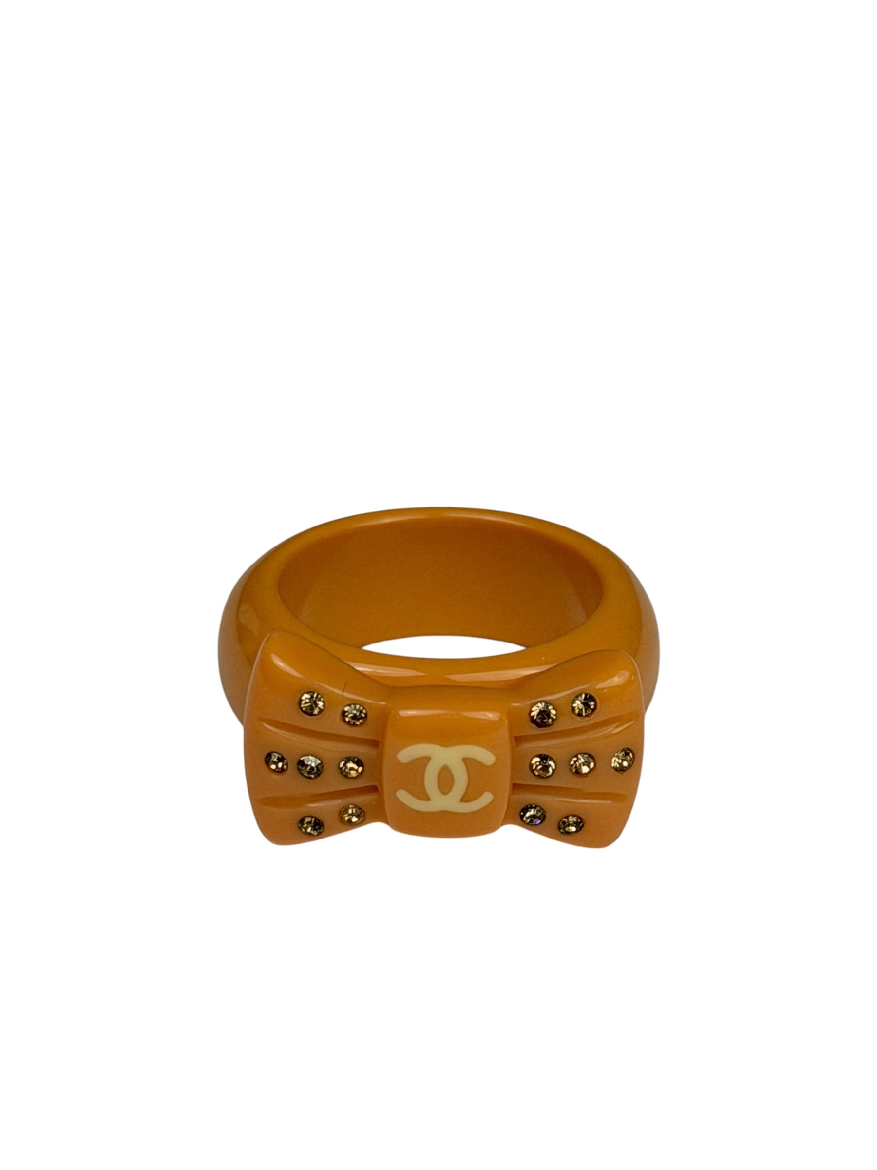 Chanel Vintage Pink Beige Coco Mark Ribbon Ring 02P Early 2000's