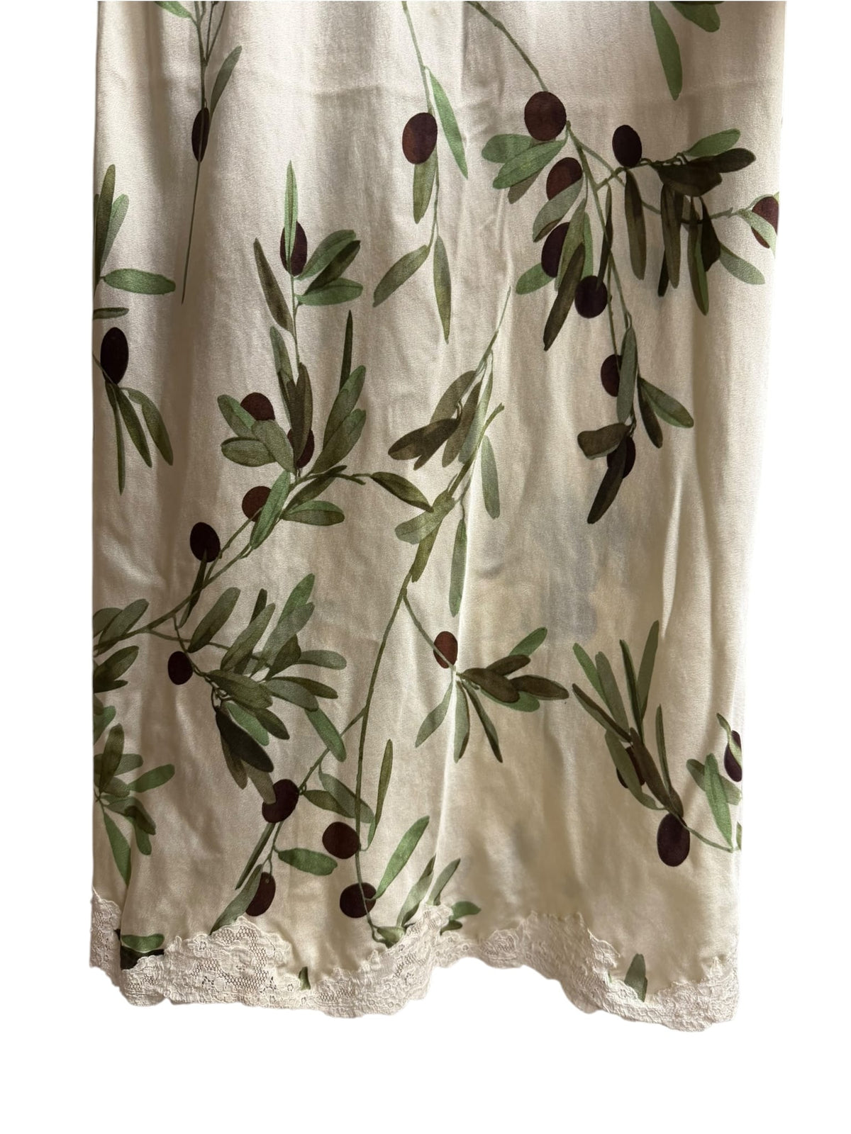 Moschino Cruise Me Baby Olive Branches Silk Lace Sleeveless Dress