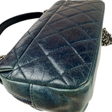Chanel Blue Glazed Calfskin Portobello Flap Bag 2014