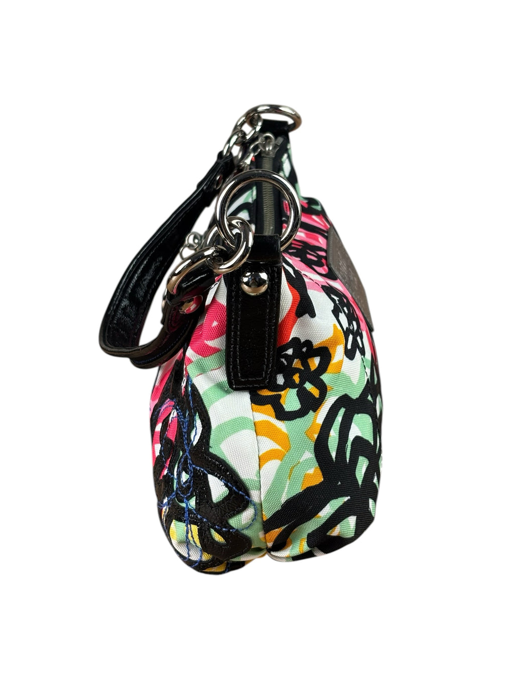 Coach Colorblock Leather Trim Graphic Blossom Two-Way Hobo Bag