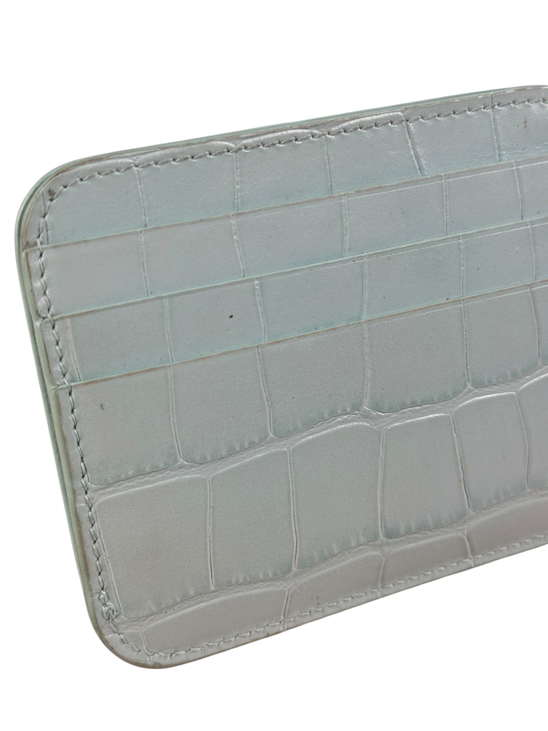 Balenciaga Blue Croc Embossed Cardholder