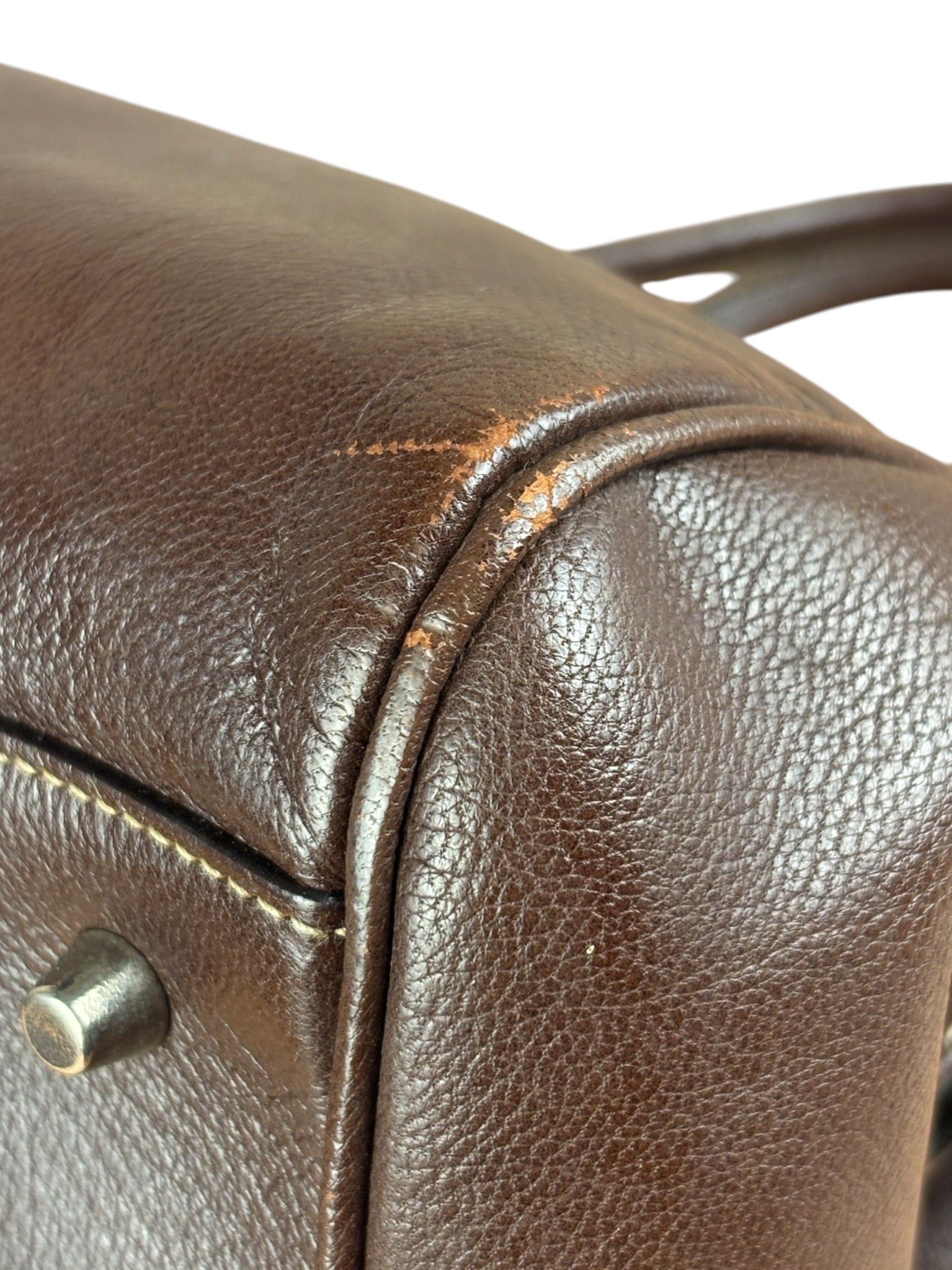 Prada Brown Leather Madras Cerniera Doctor Handbag