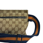 Gucci Beige/Navy Leather Trim GG Belt Bag