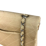 Chanel Vintage Beige Jersey Quilted Classic Flap Bag
