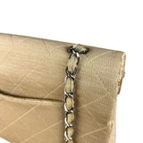 Chanel Vintage Beige Jersey Quilted Classic Flap Bag