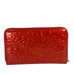 Chanel Red Patent Leather Embossed Camellia Zip-Around Wallet 2010