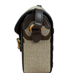 Gucci Brown Leather Trim Monogram Jumbo GG Mini Shoulder Bag