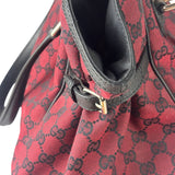 Gucci Red/Black Leather Trim GG Full Moon Tote
