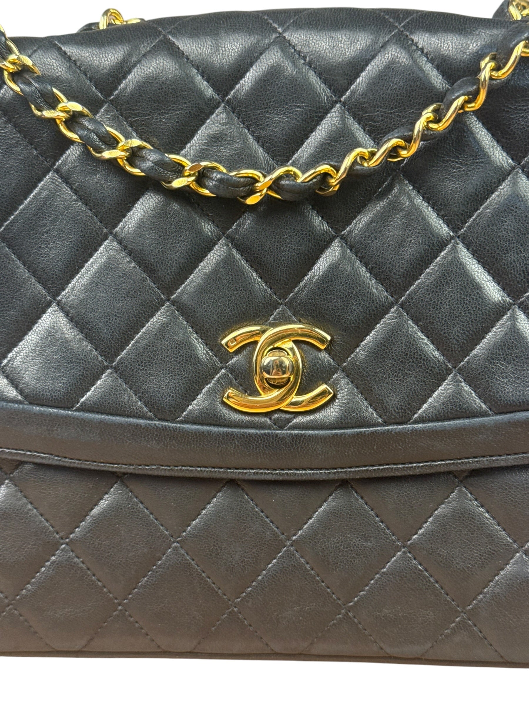 Chanel Black Quilted Leather Chain Flap Bag