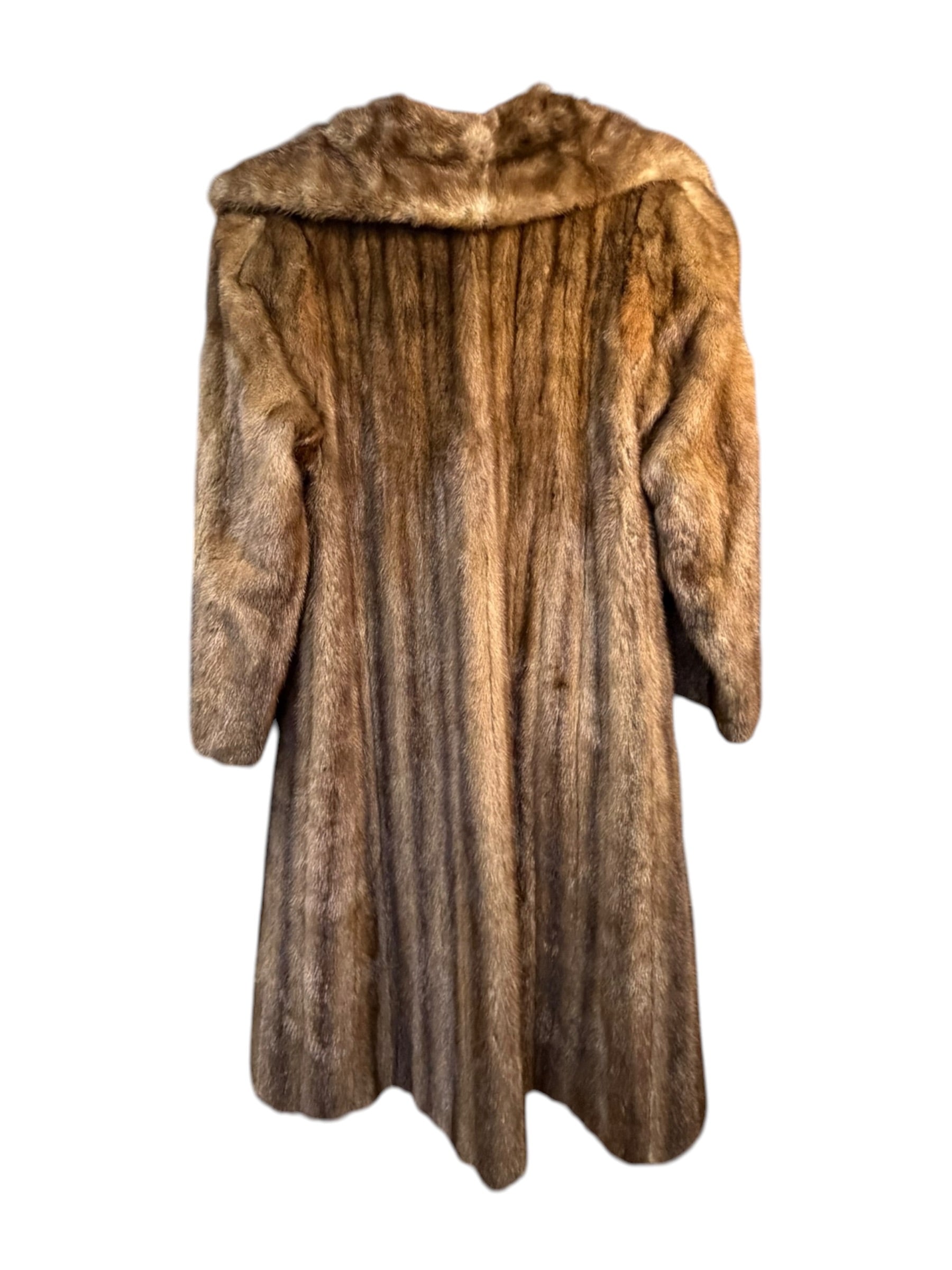 Vintage Long Brown Fur Striped Mink Coat