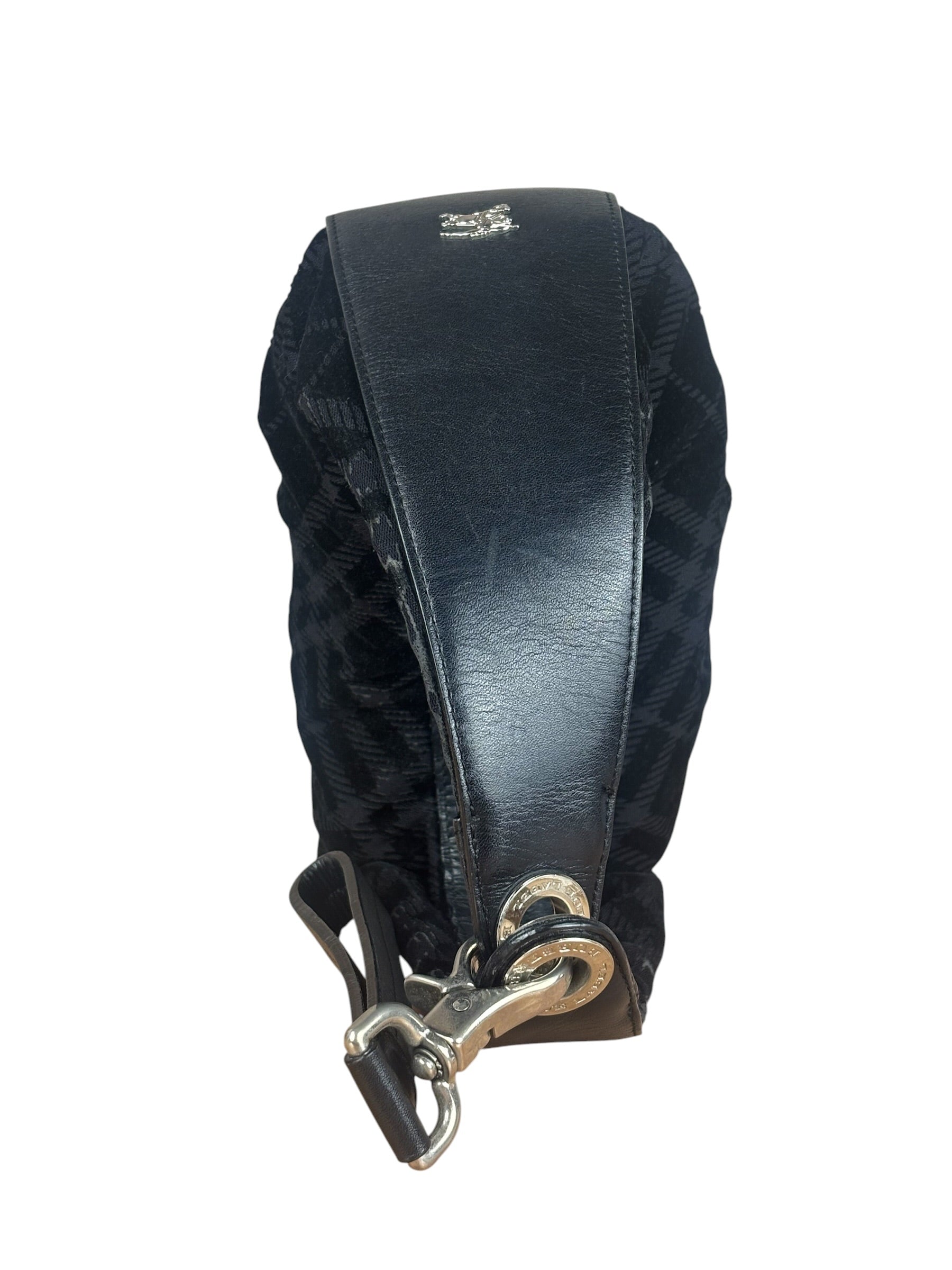 Burberry Black Tonal Check Maskell Hobo Bag