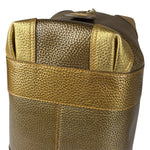 Fendi Metalic Gold Patent Pebbled Leather Media Boston Bag