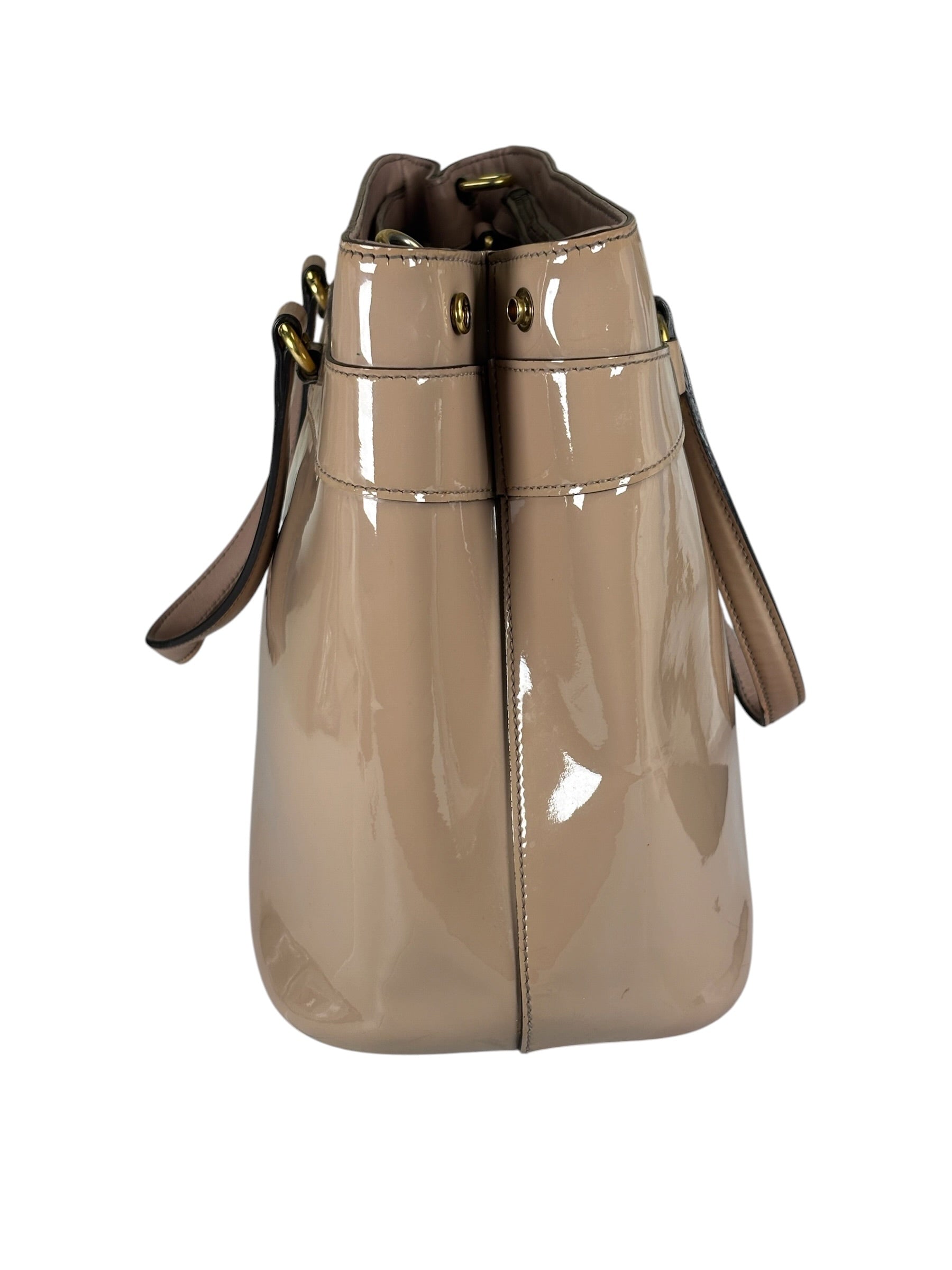 Gucci Dusty Rose Patent Leather Horsebit Two-Way Tote