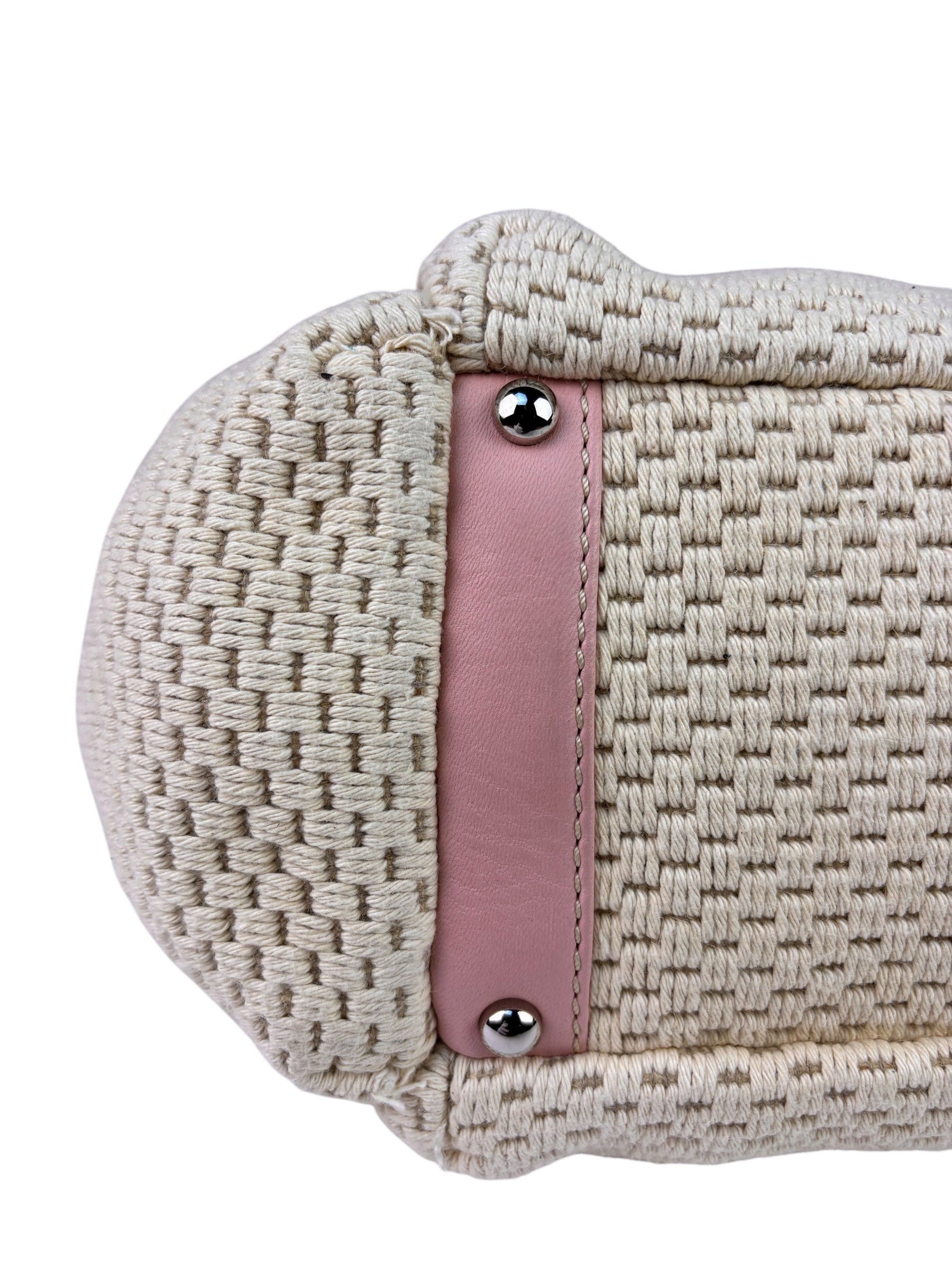 Chanel Pink Lambskin Trim Woven Lax Accordion Shoulder Bag 1997