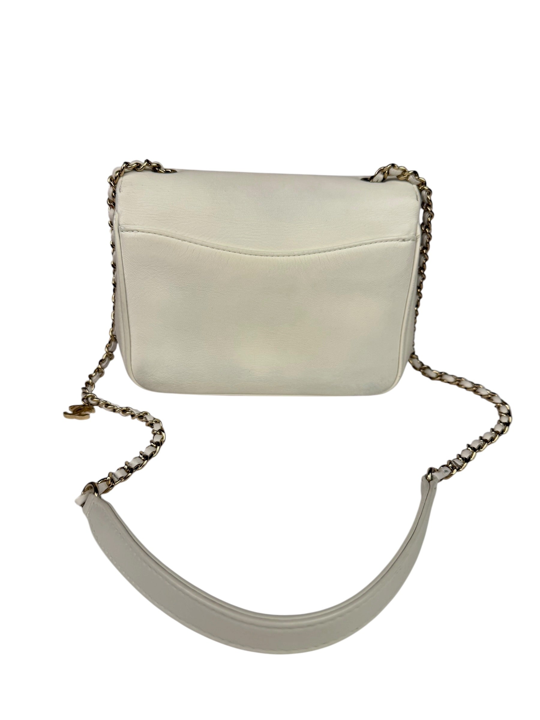 Chanel White Leather CC Mania Flap Bag 2019