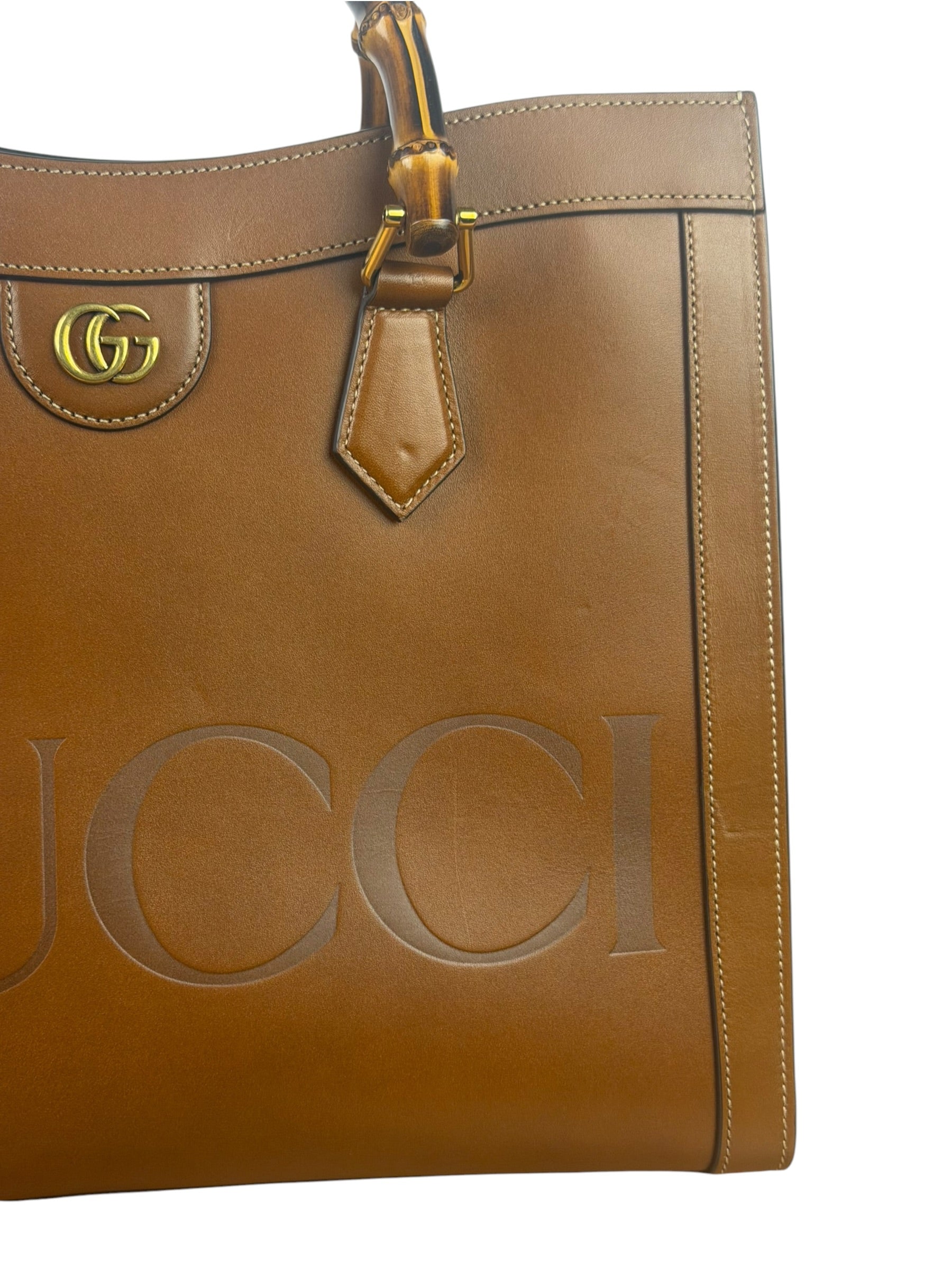 Gucci Peanut Brown Leather Diana Medium Tote