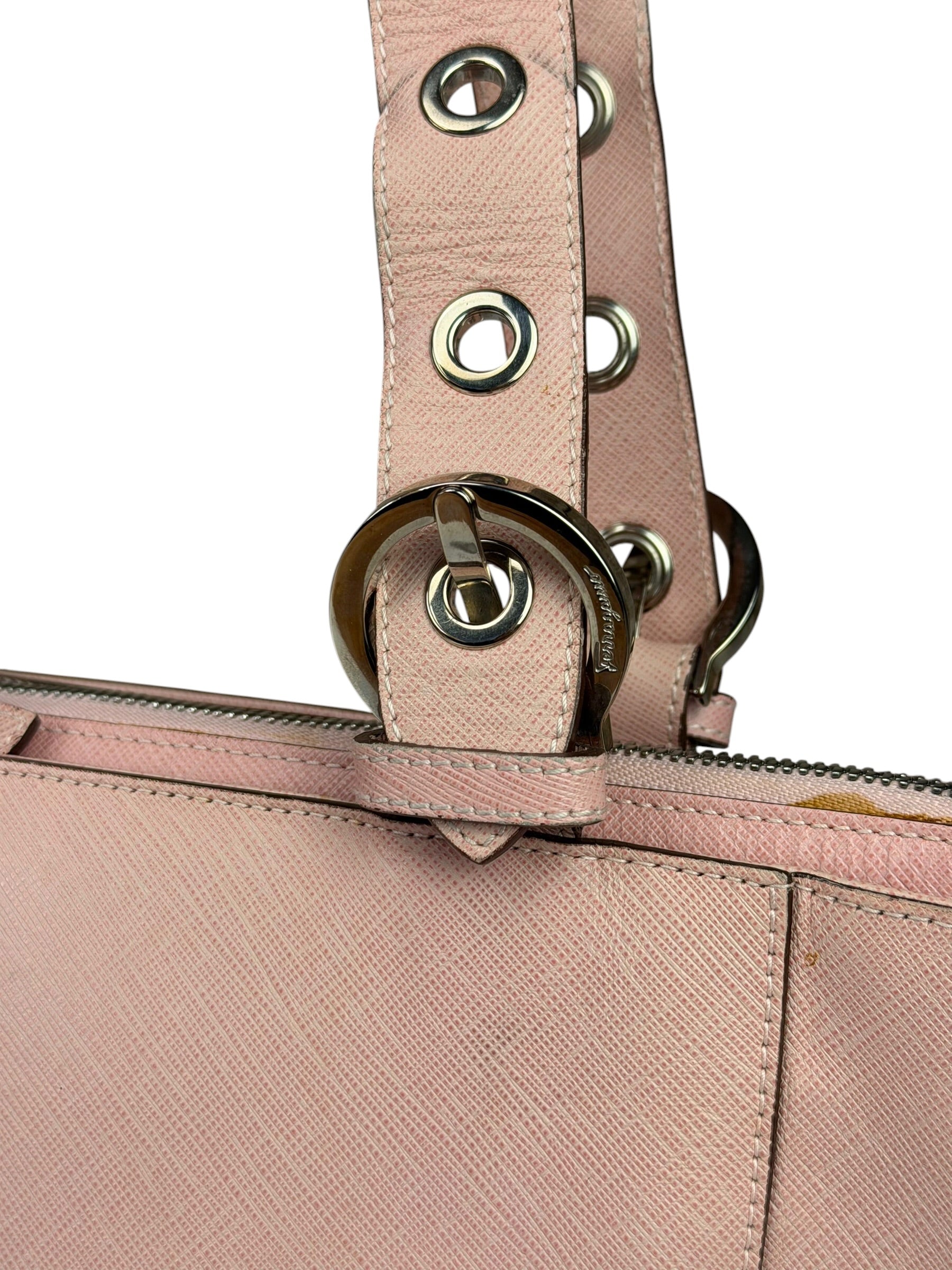 Salvatore Ferragamo Pink Saffiano Leather Shoulder Bag