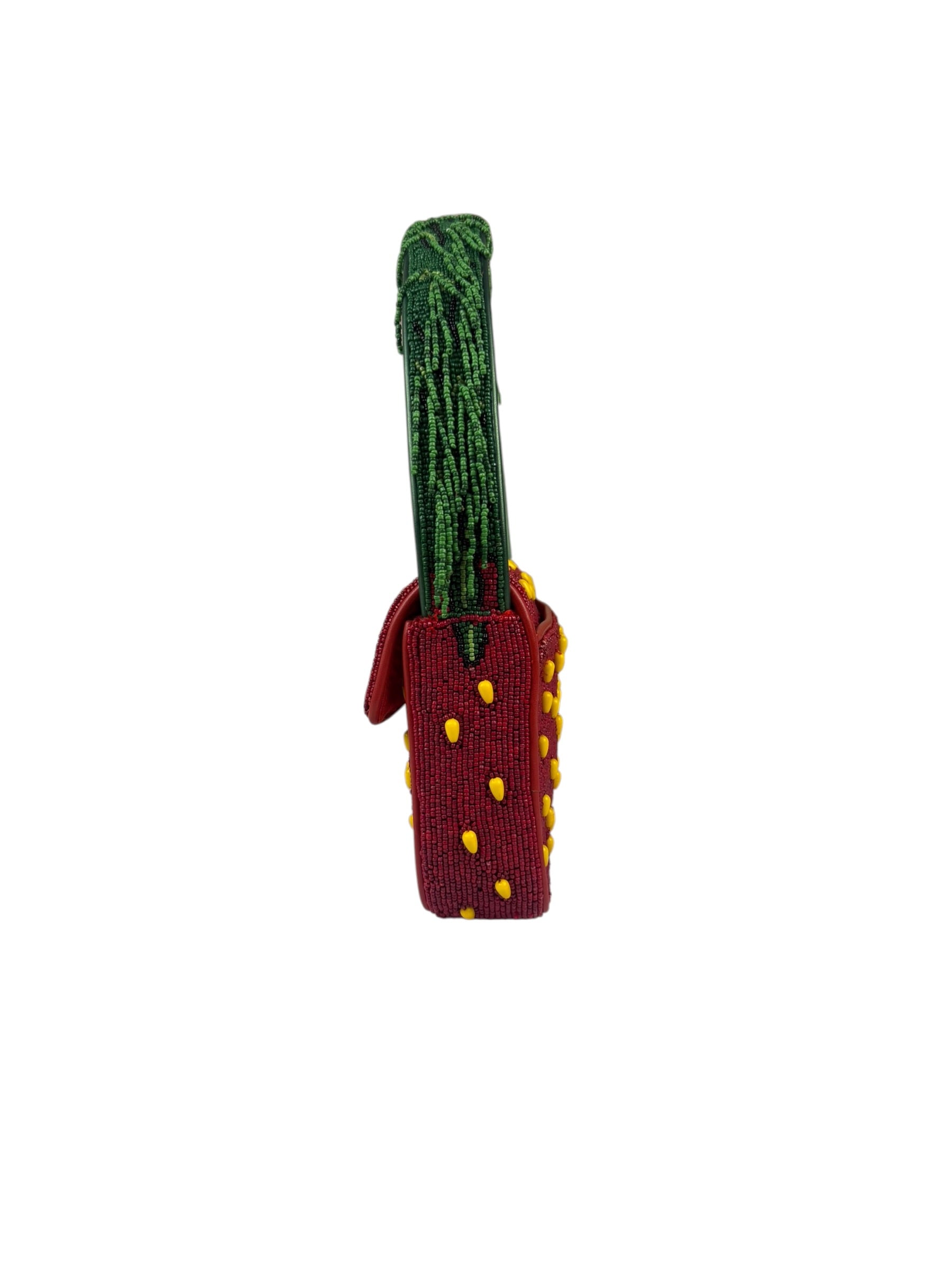 STAUD Strawberry Red Tommy Beaded Bag