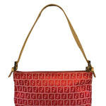 Fendi Pink/Red Zucca Leather Trim Pochette