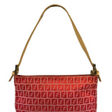 Fendi Pink/Red Zucca Leather Trim Pochette