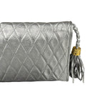 Chanel Vintage Metallic Silver Quilted Tassel Flap Bag 1997