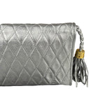 Chanel Vintage Metallic Silver Quilted Tassel Flap Bag 1997