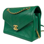 Chanel Green Lambskin Shoulder Bag 2018