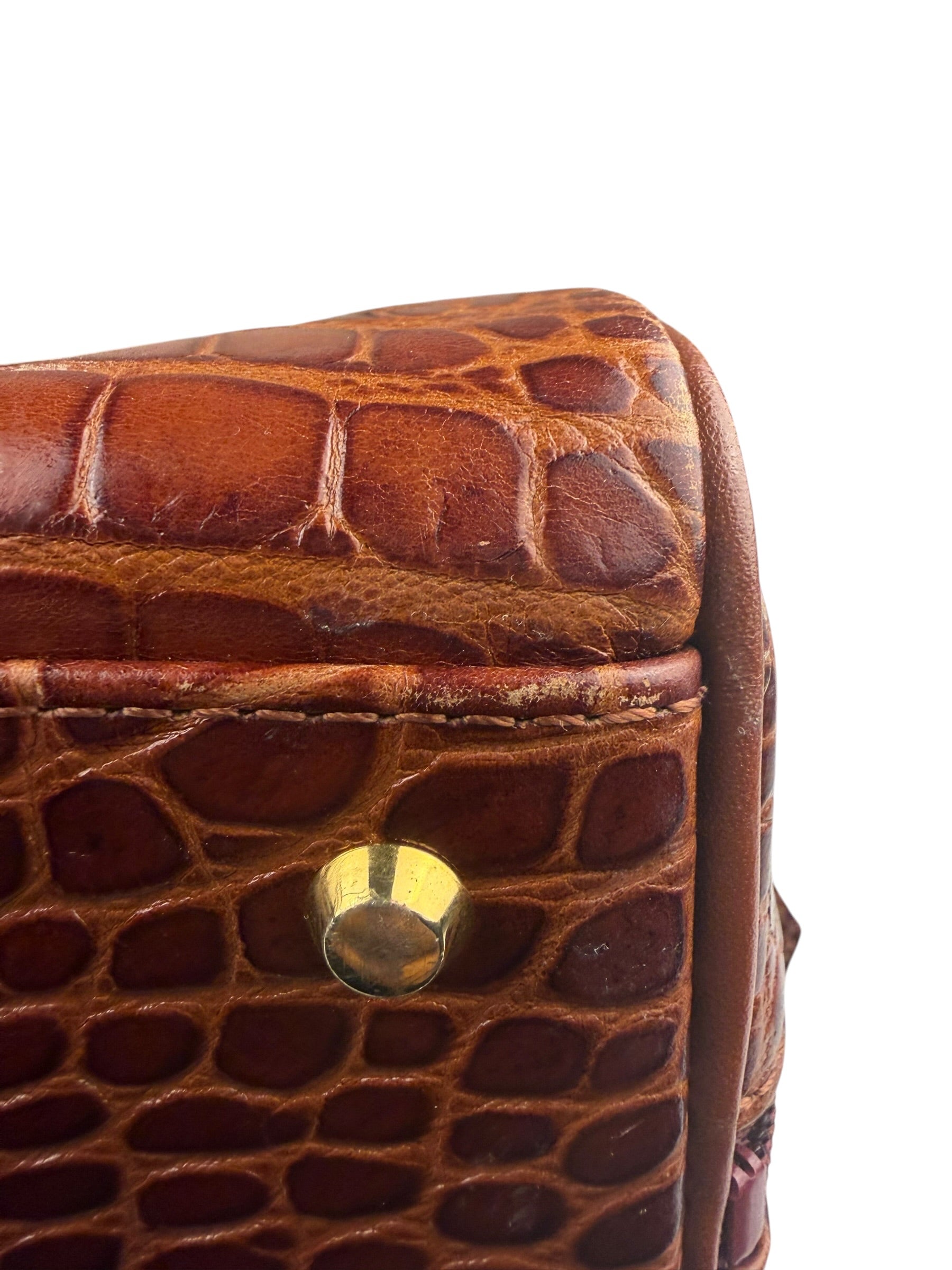 Yves Saint Laurent Vintage Croc-Embossed Leather Handbag