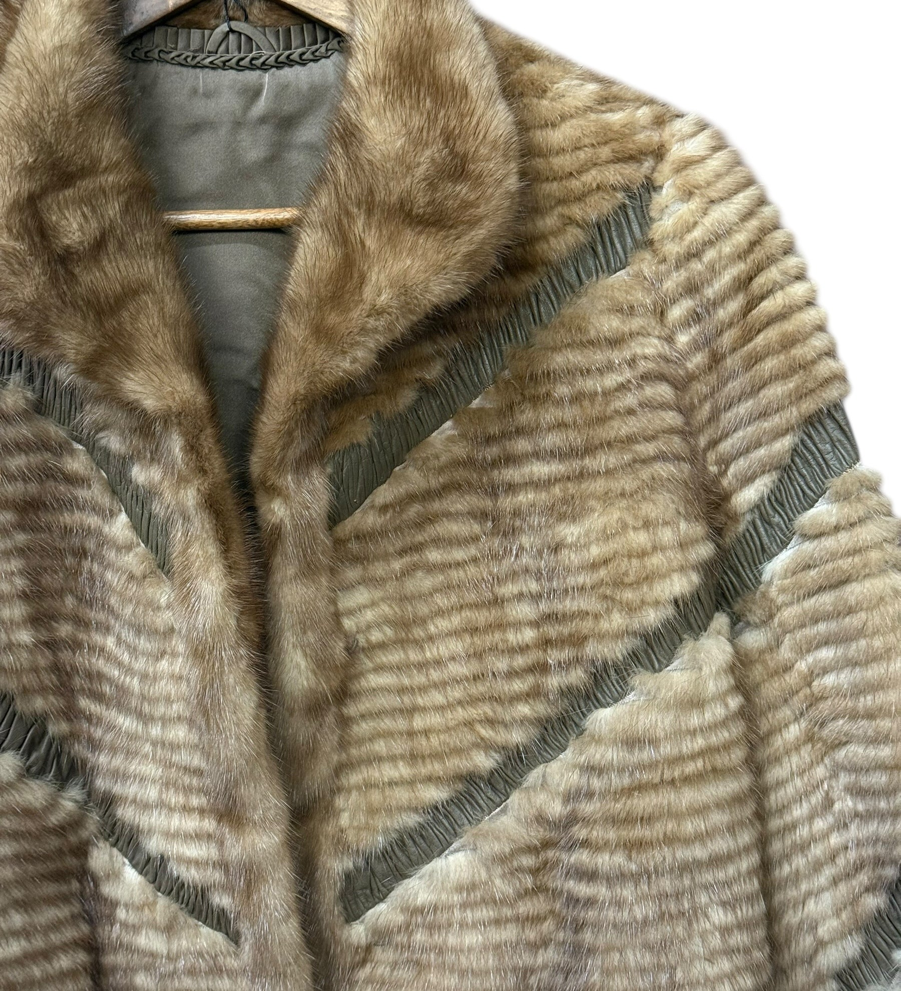 Vintage Brown Leather Lined Fur Coat