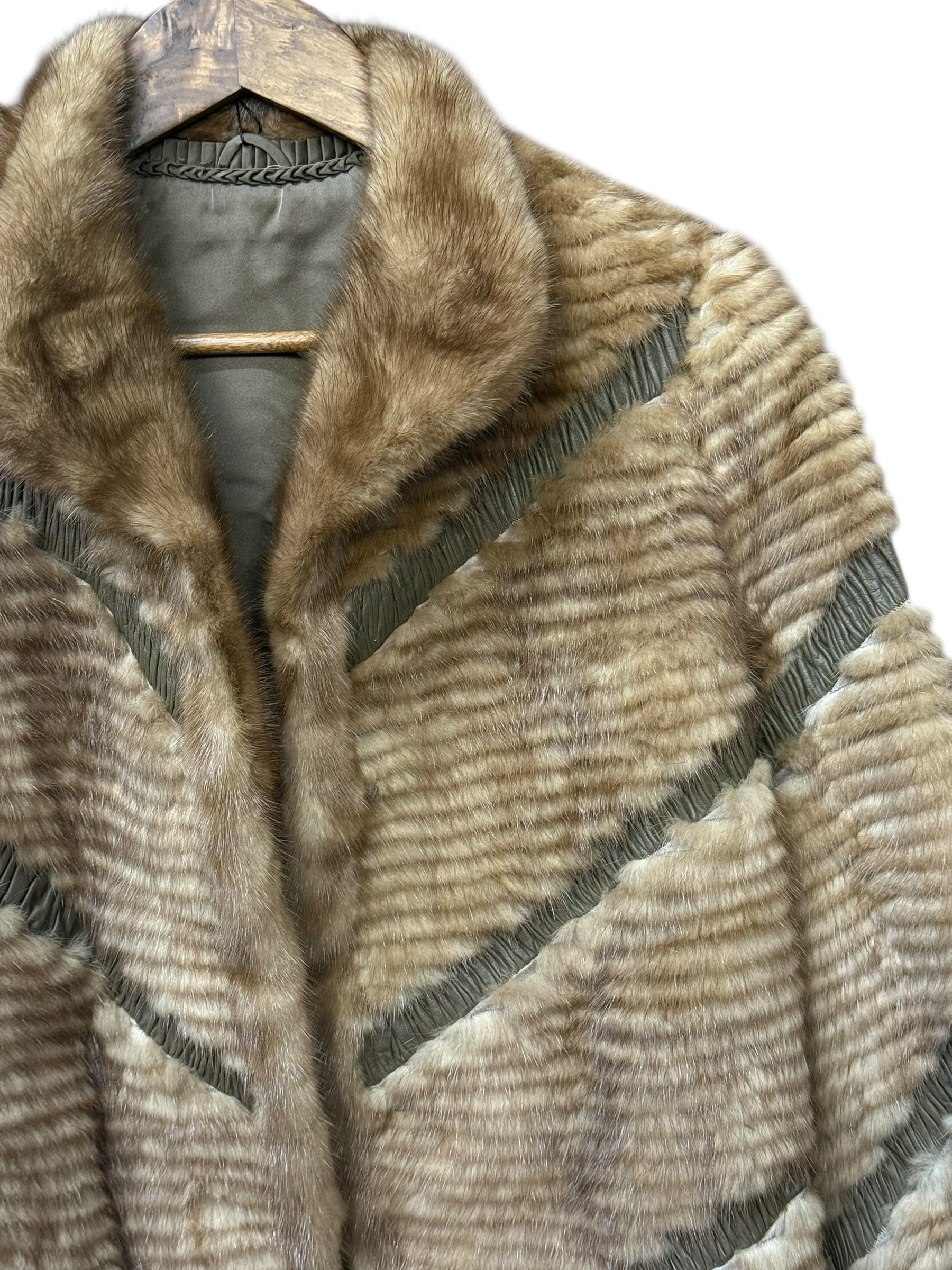 Vintage Brown Leather Lined Fur Coat