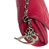 Christian Dior Pink Quilted Lambskin Lady Dior Wallet On Chain