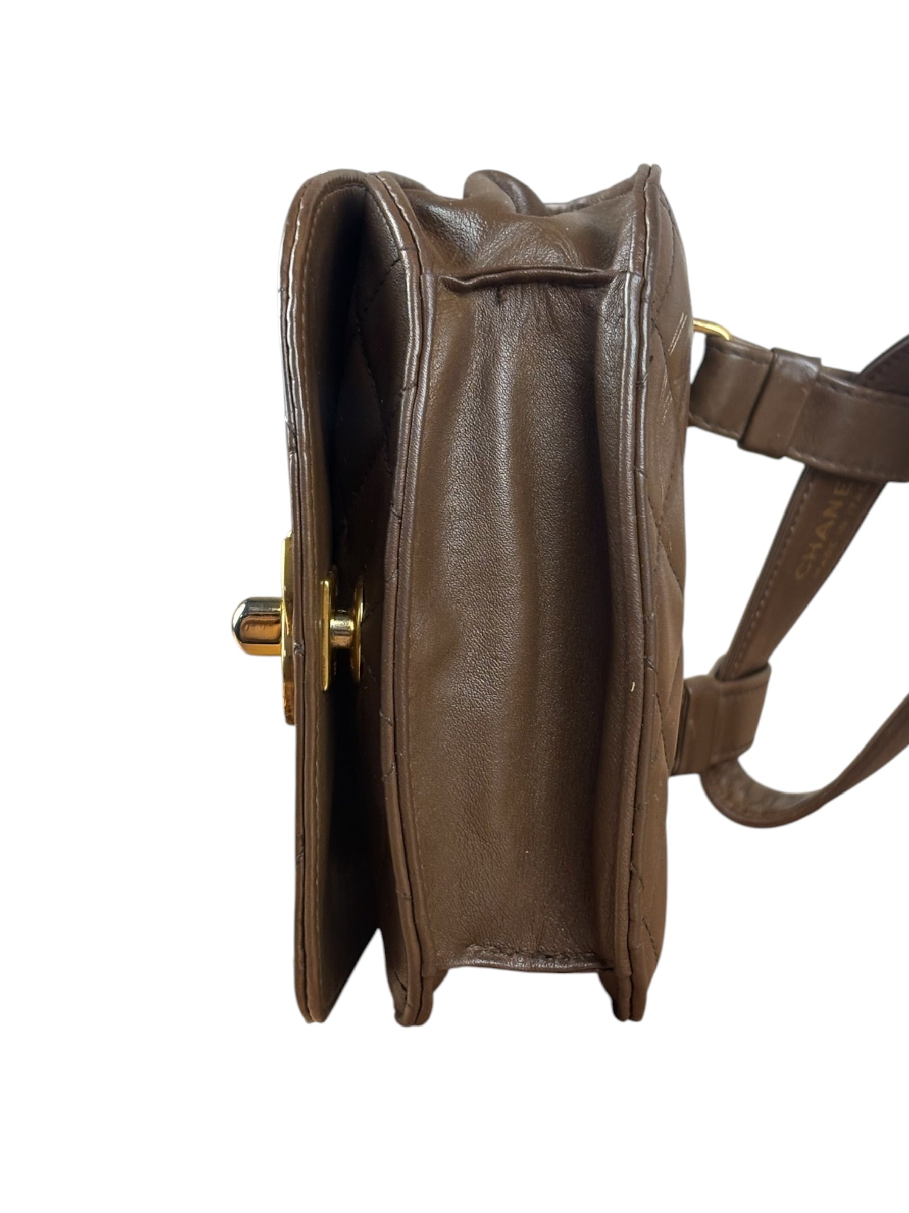 Chanel Brown Quilted Waist Bag 1990