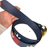 Gucci x Adidas Leather Belt Navy/Red