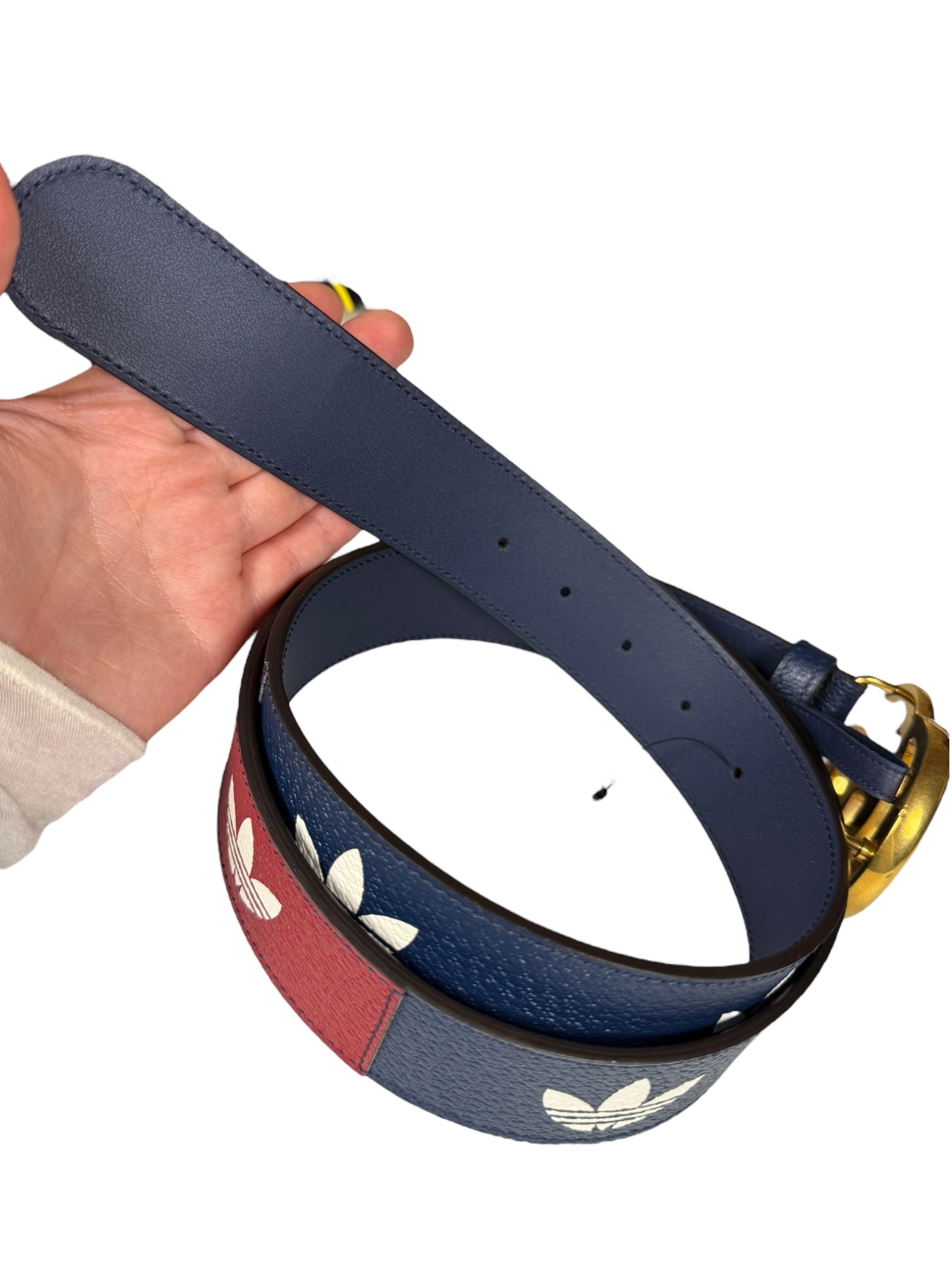 Gucci x Adidas Leather Belt Navy/Red