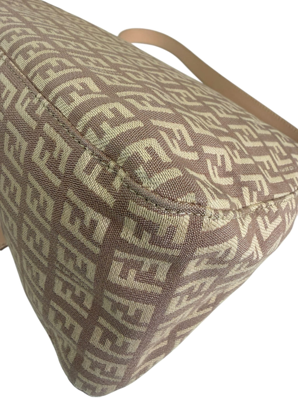 Fendi Peach Leather Trim Zucca Mamma Baguette