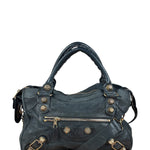 Balenciaga Black Leather Giant Gold City Two-Way Bag 21