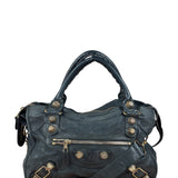 Balenciaga Black Leather Giant Gold City Two-Way Bag 21